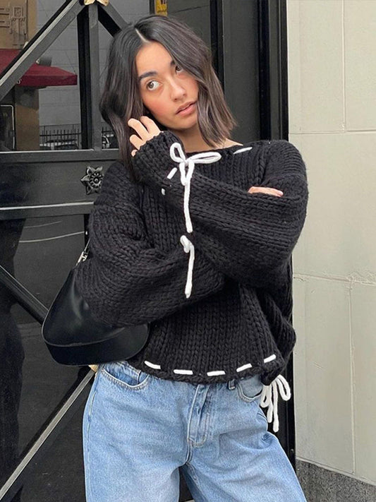 Isla - Suéter de punto con lazos para mujer