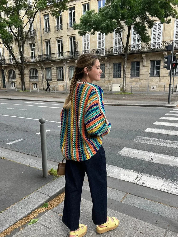 Gaia - Cárdigan de punto colorido para mujer