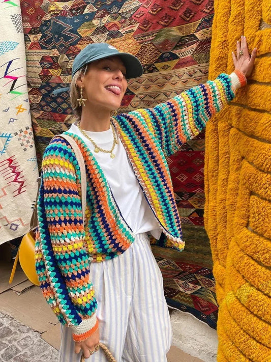 Gaia - Cárdigan de punto colorido para mujer