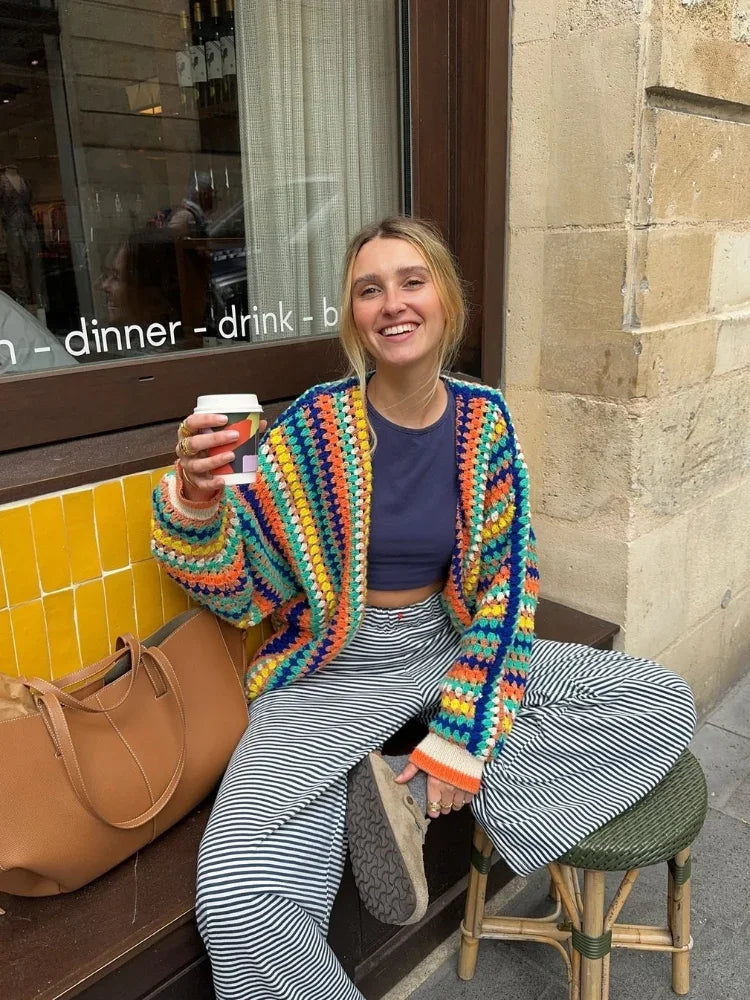 Gaia - Cárdigan de punto colorido para mujer