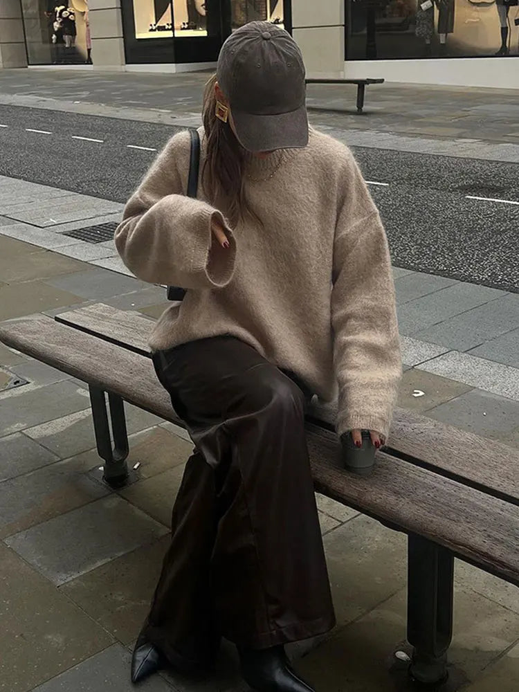 Elegante suéter de punto de mohair