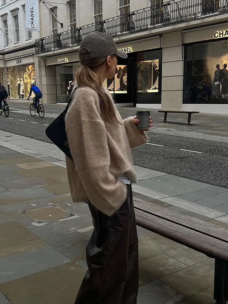 Elegante suéter de punto de mohair