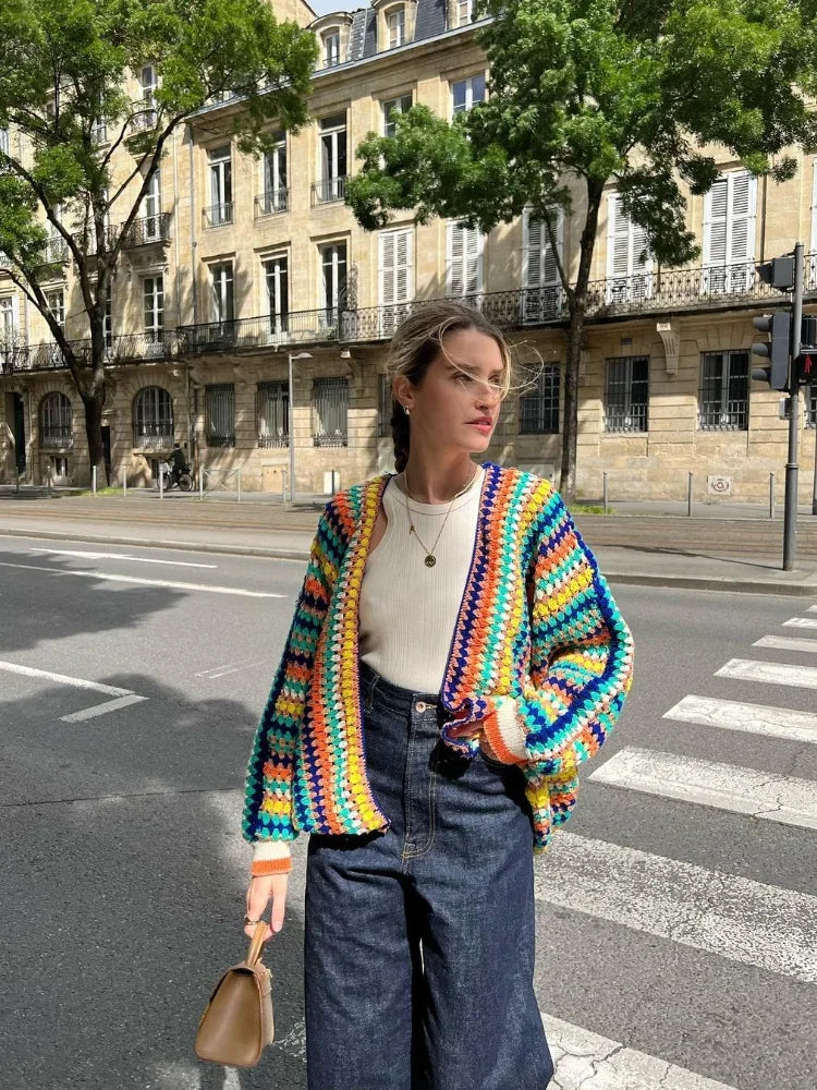 Gaia - Cárdigan de punto colorido para mujer