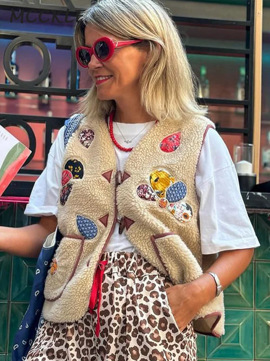 Yade - Chaleco de lana estampado para mujer