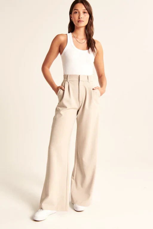Pantalones de sastre beige Lucia